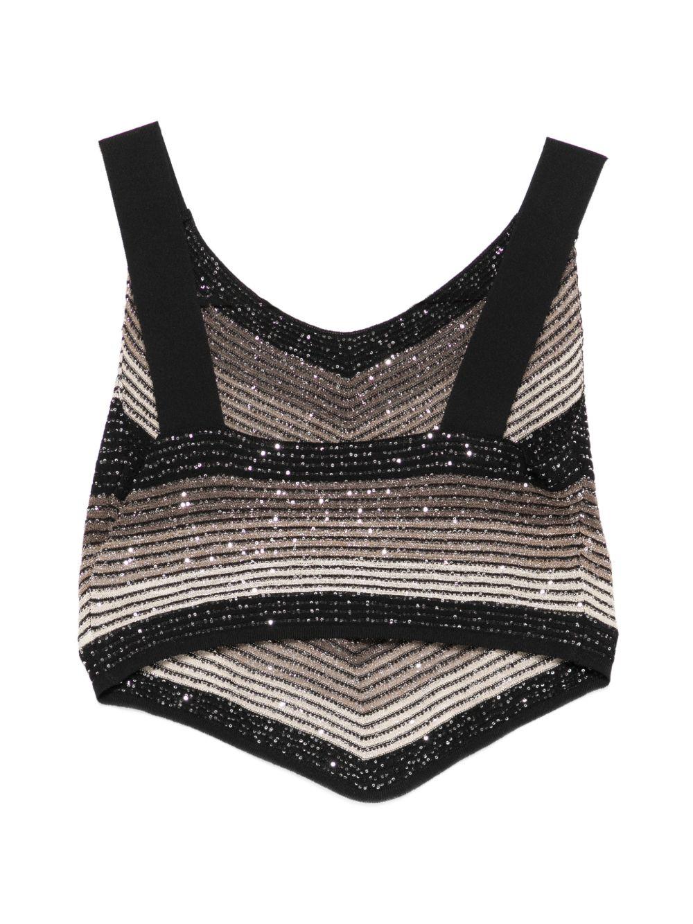 D EXTERIOR Top con spalline a righe con paillettes