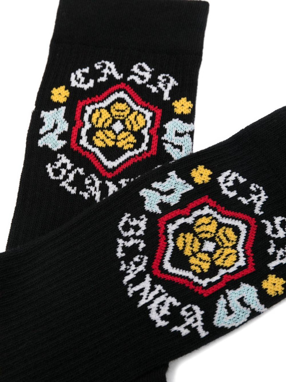 CASABLANCA Calzini con logo in cotone nero