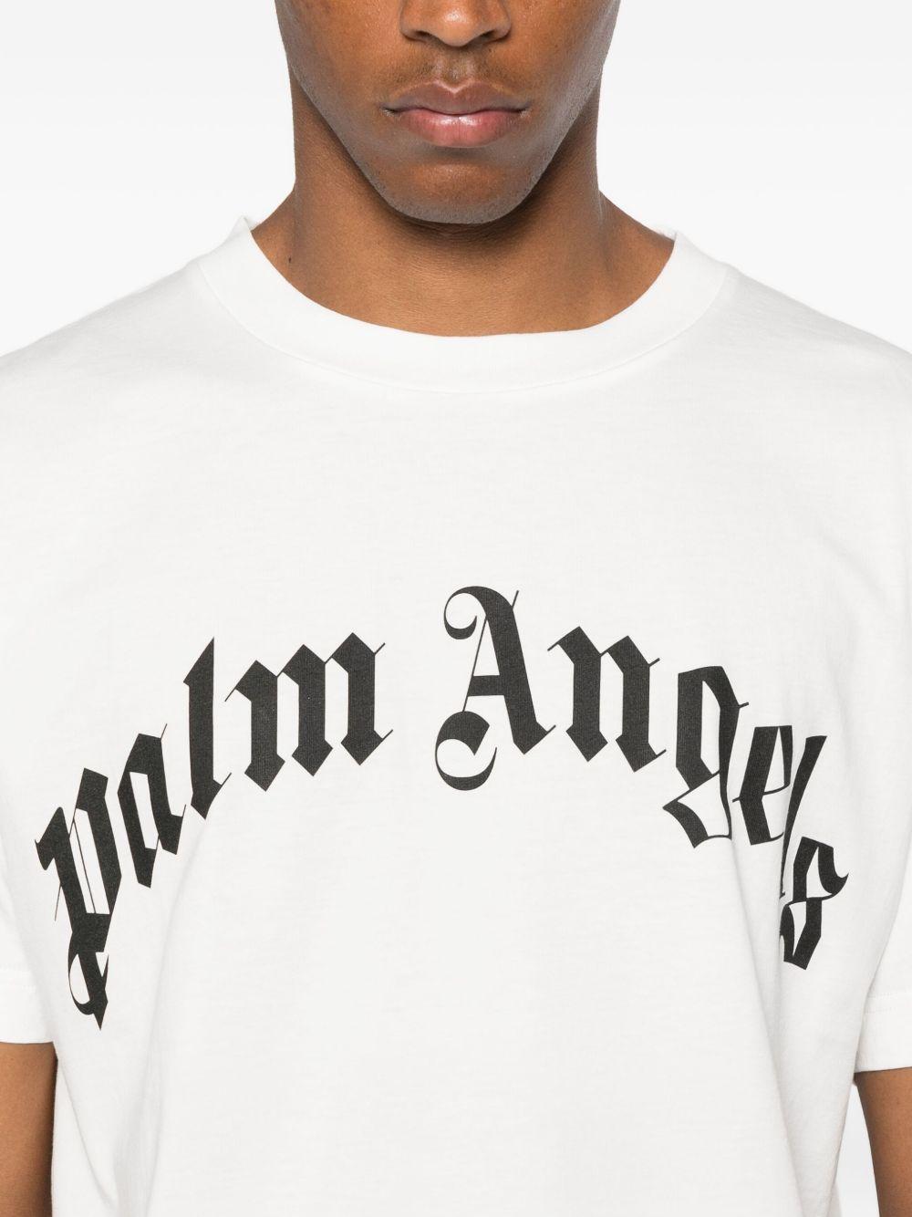 PALM ANGELS T-shirt in cotone bianco con logo nero