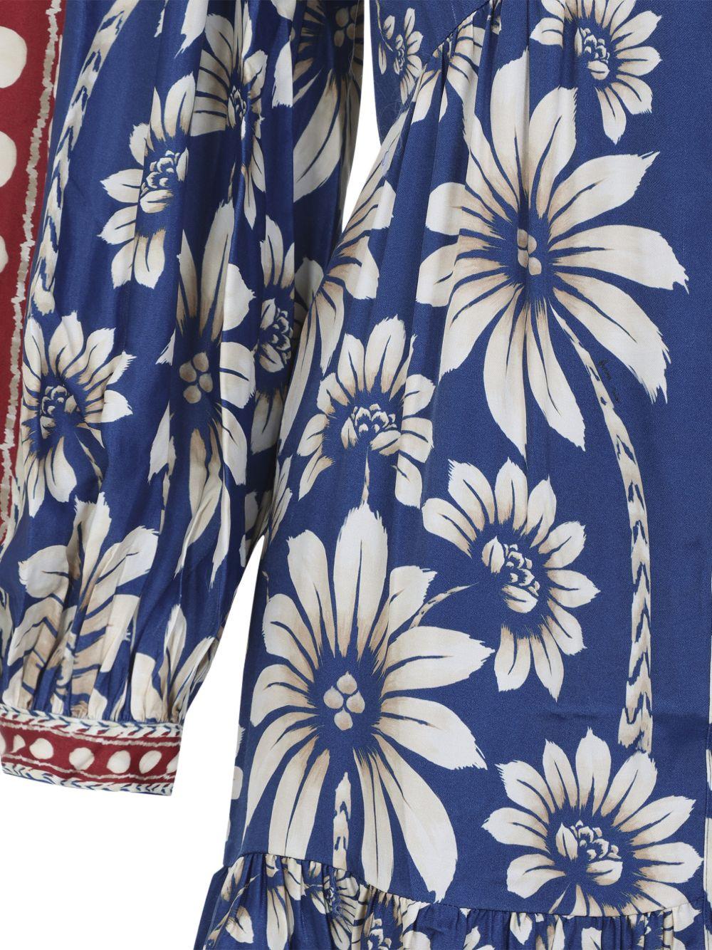 FARM RIO Mini abito con stampa floreale in cotone blu