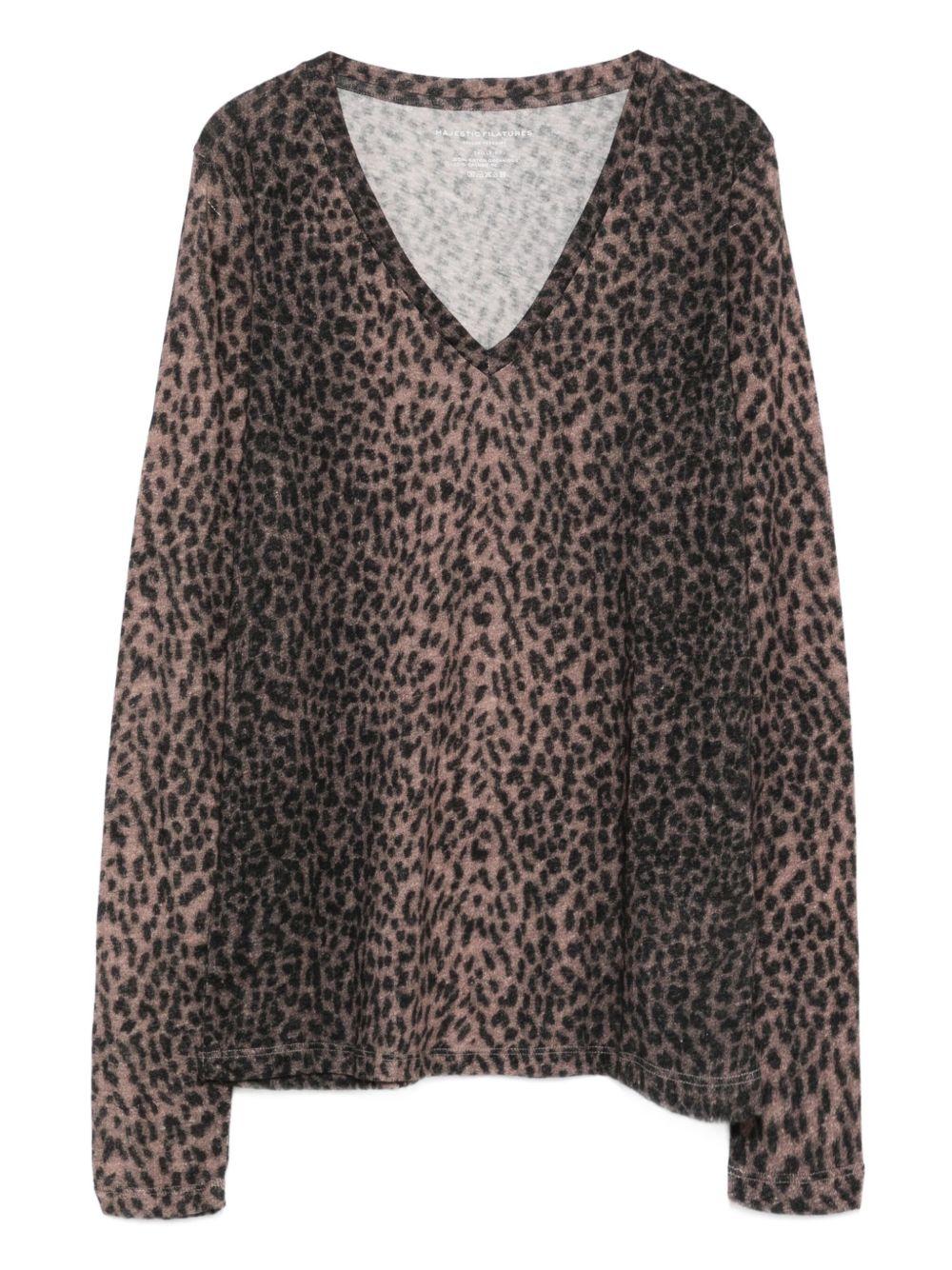 MAJESTIC FILATURES Maglia con scollo a V animalier