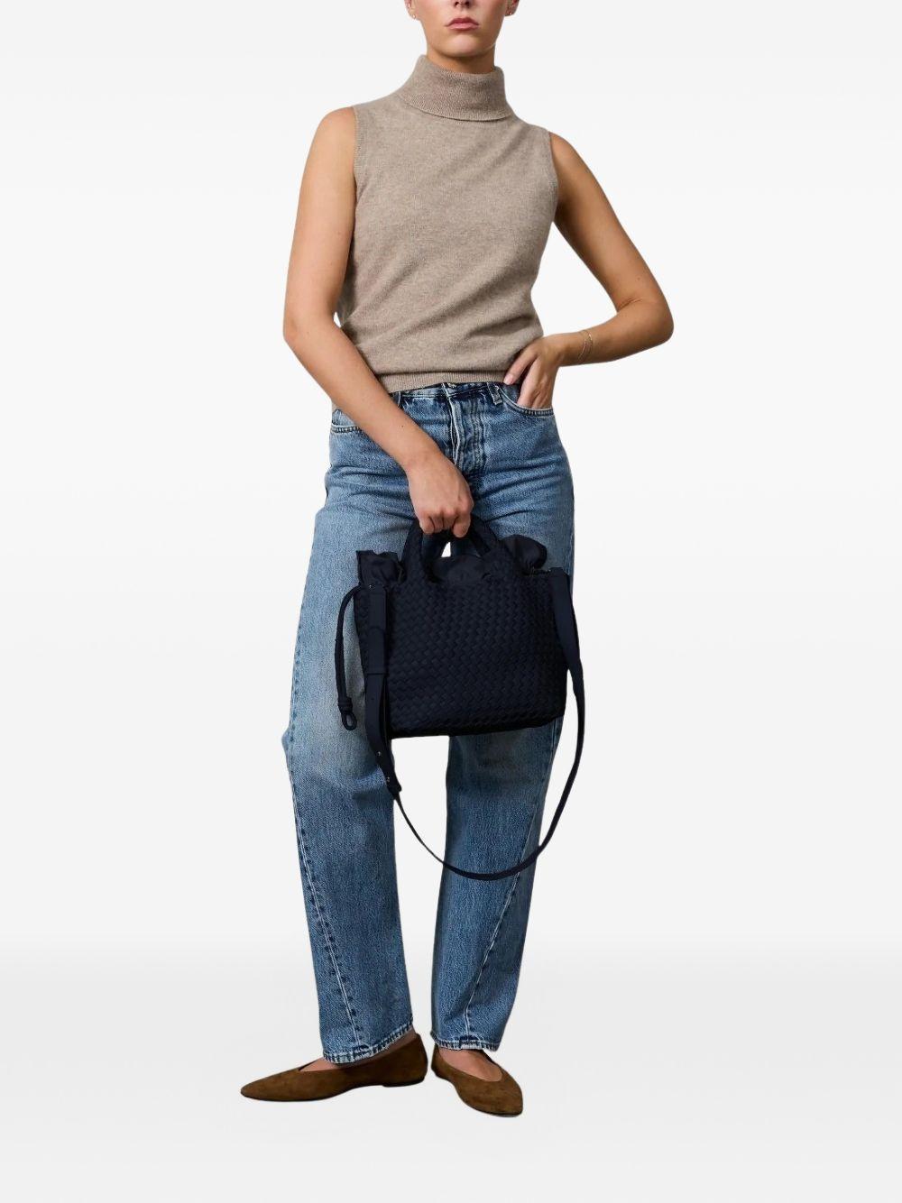 MARREA Borsa a mano nera con texture intrecciato