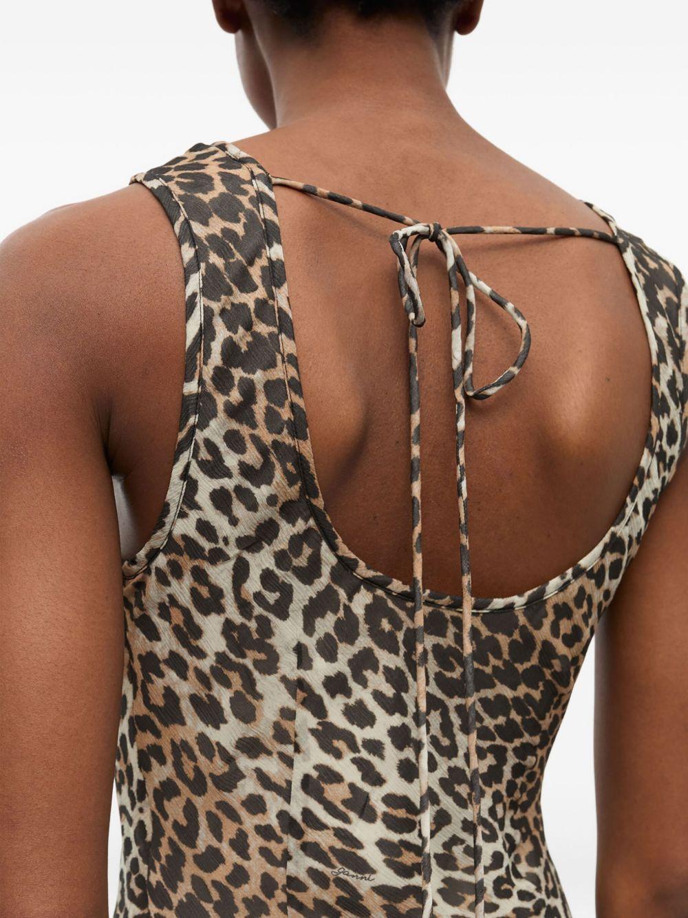 GANNI Abito lungo con stampa leopardata
