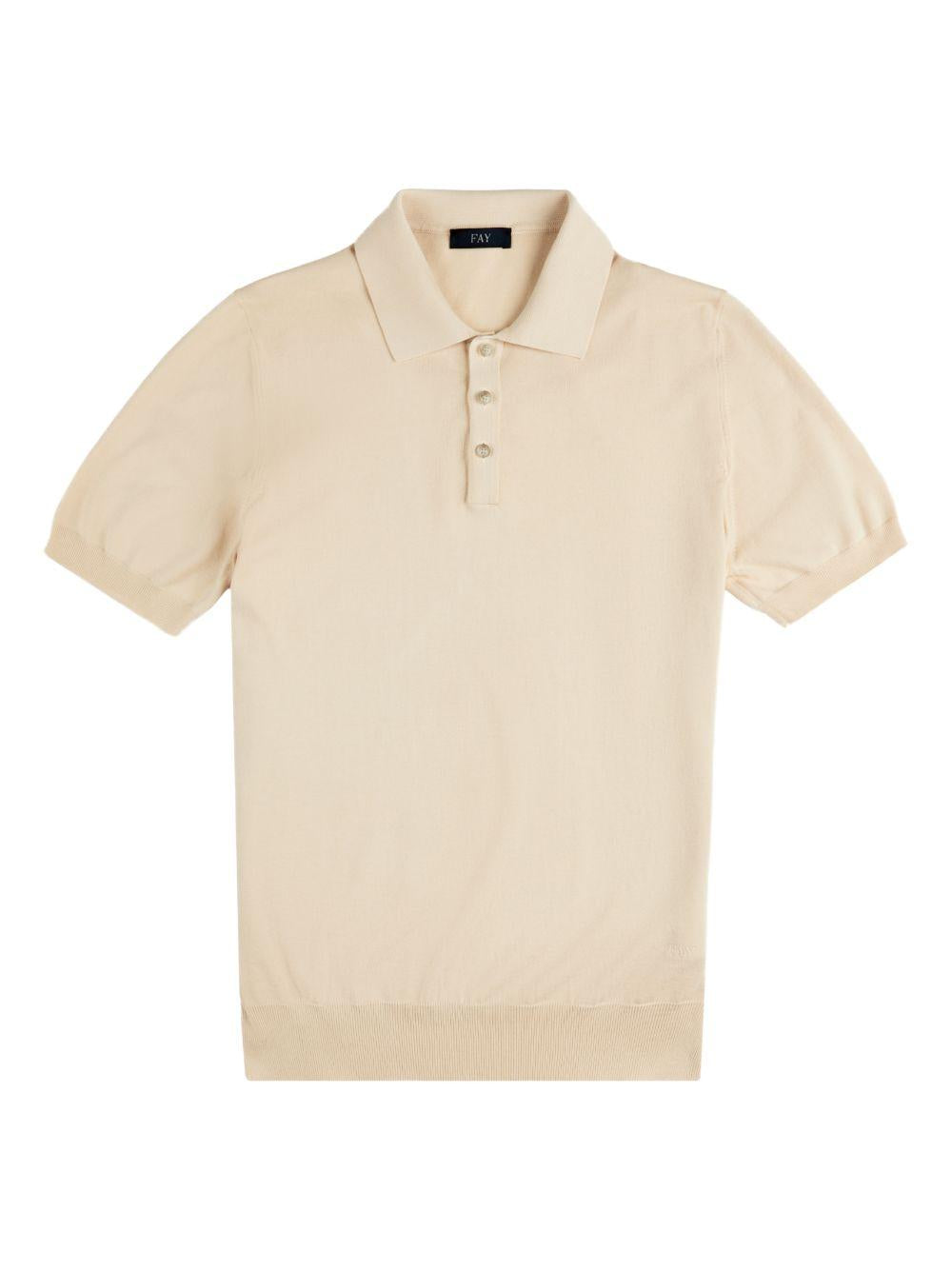 FAY Polo in cotone beige con colletto a polo