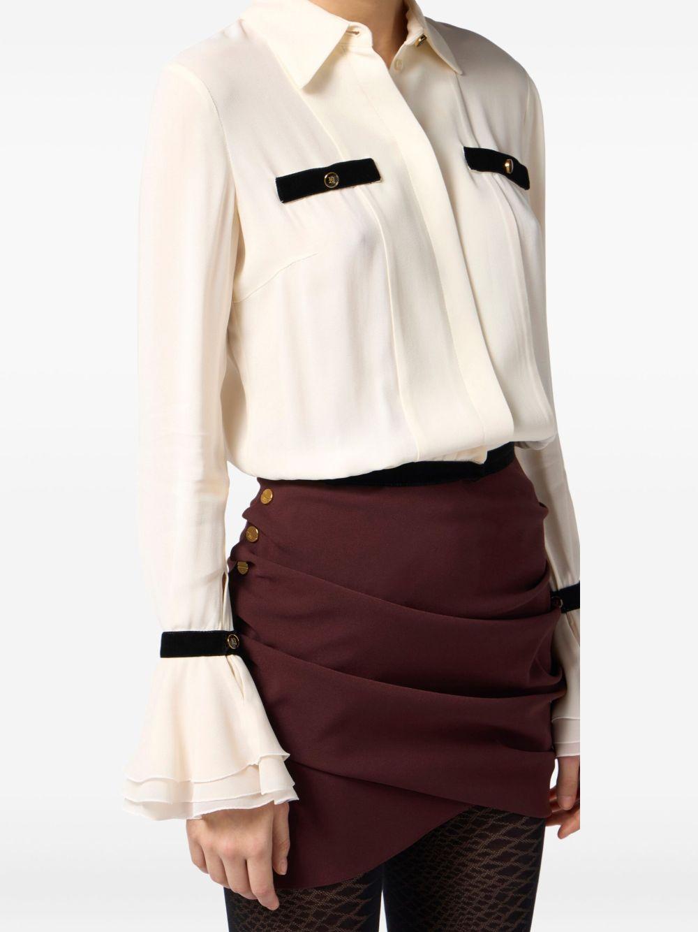 ELISABETTA FRANCHI Camicia in georgette con bottoni gioiello