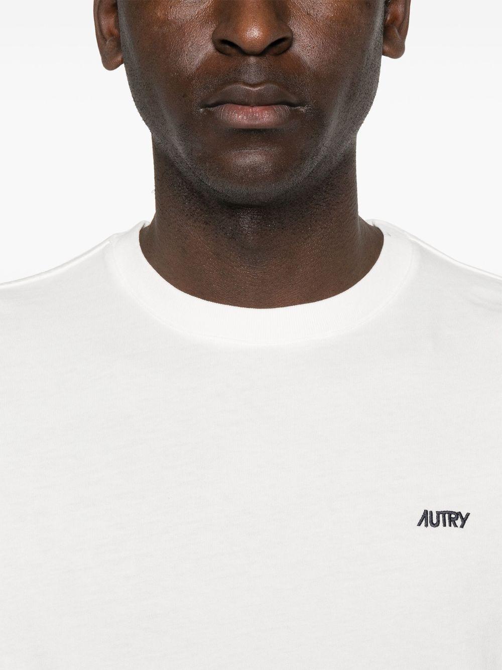 AUTRY T-shirt in cotone bianco con stampa logo nero