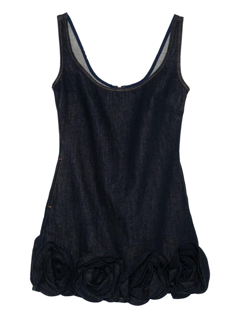 SELF PORTRAIT Abito corto blu con applicazione floreale