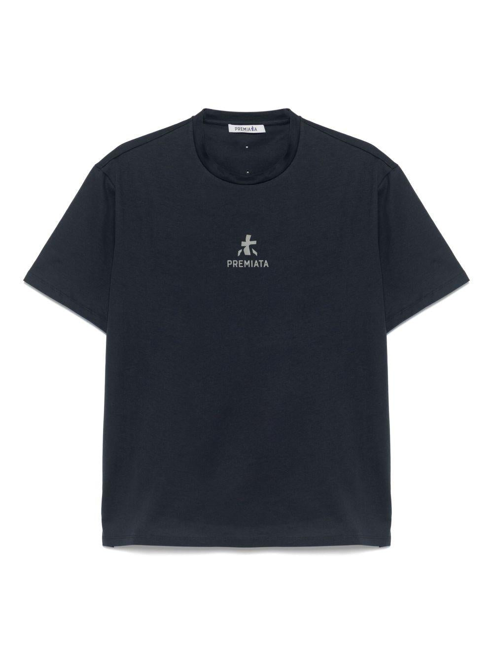 PREMIATA T-shirt in cotone blu con logo bianco