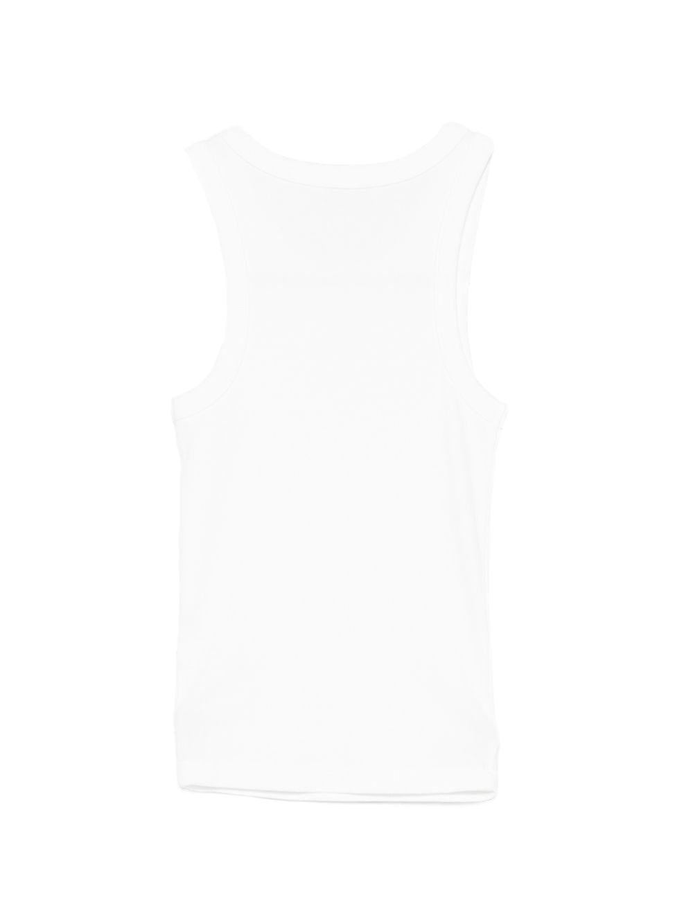 MC2 SAINT BARTH Canotta Ada in cotone elasticizzato bianco con logo