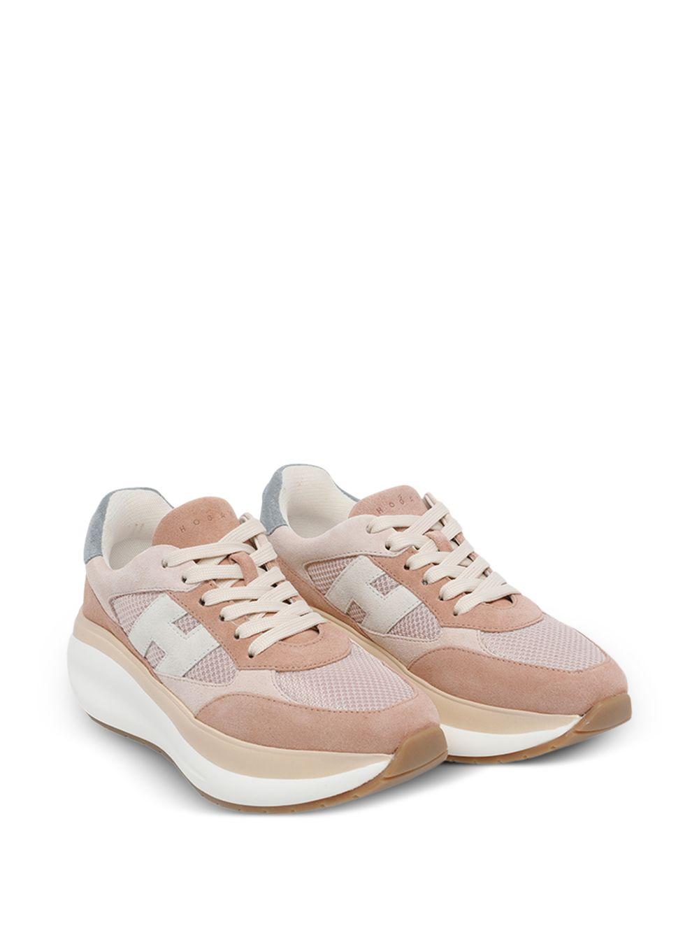 HOGAN Sneakers H714 in pelle rosa e bianco
