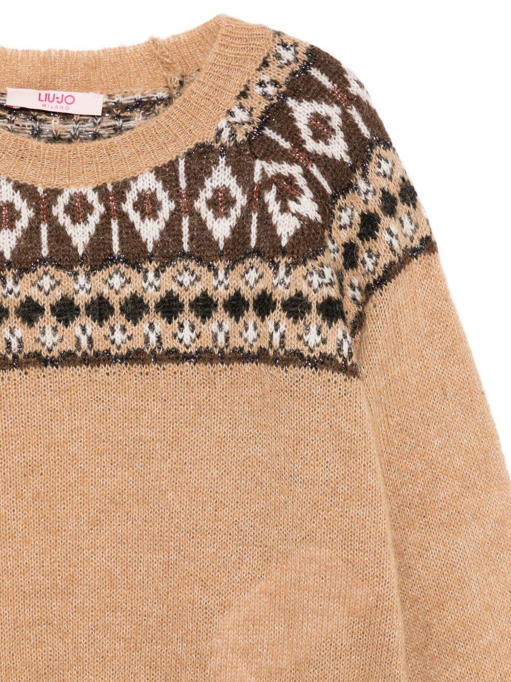 LIUJO Maglia beige girocollo con fantasia
