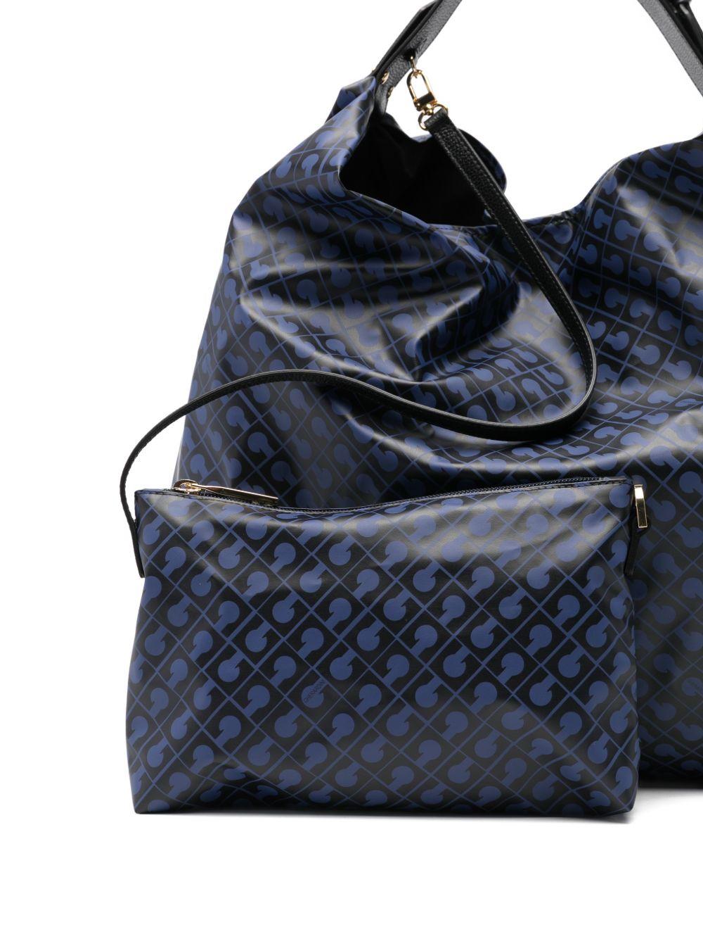 GHERARDINI Borsa a spalla Softy Odissey blu scuro con logo all-over