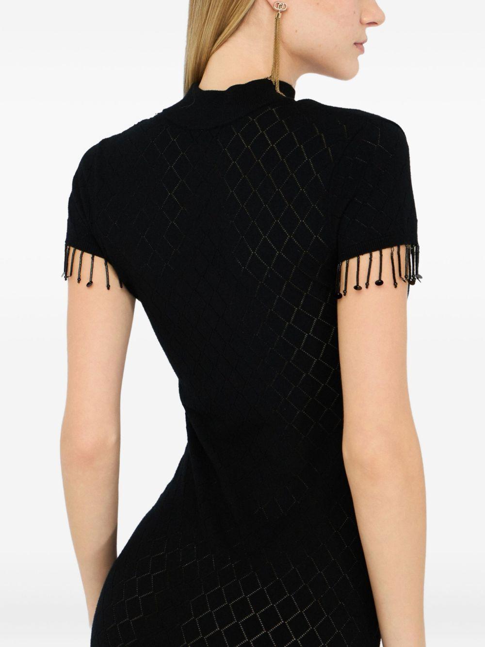 LIUJO Abito midi con lavorazione semitraforata e parline