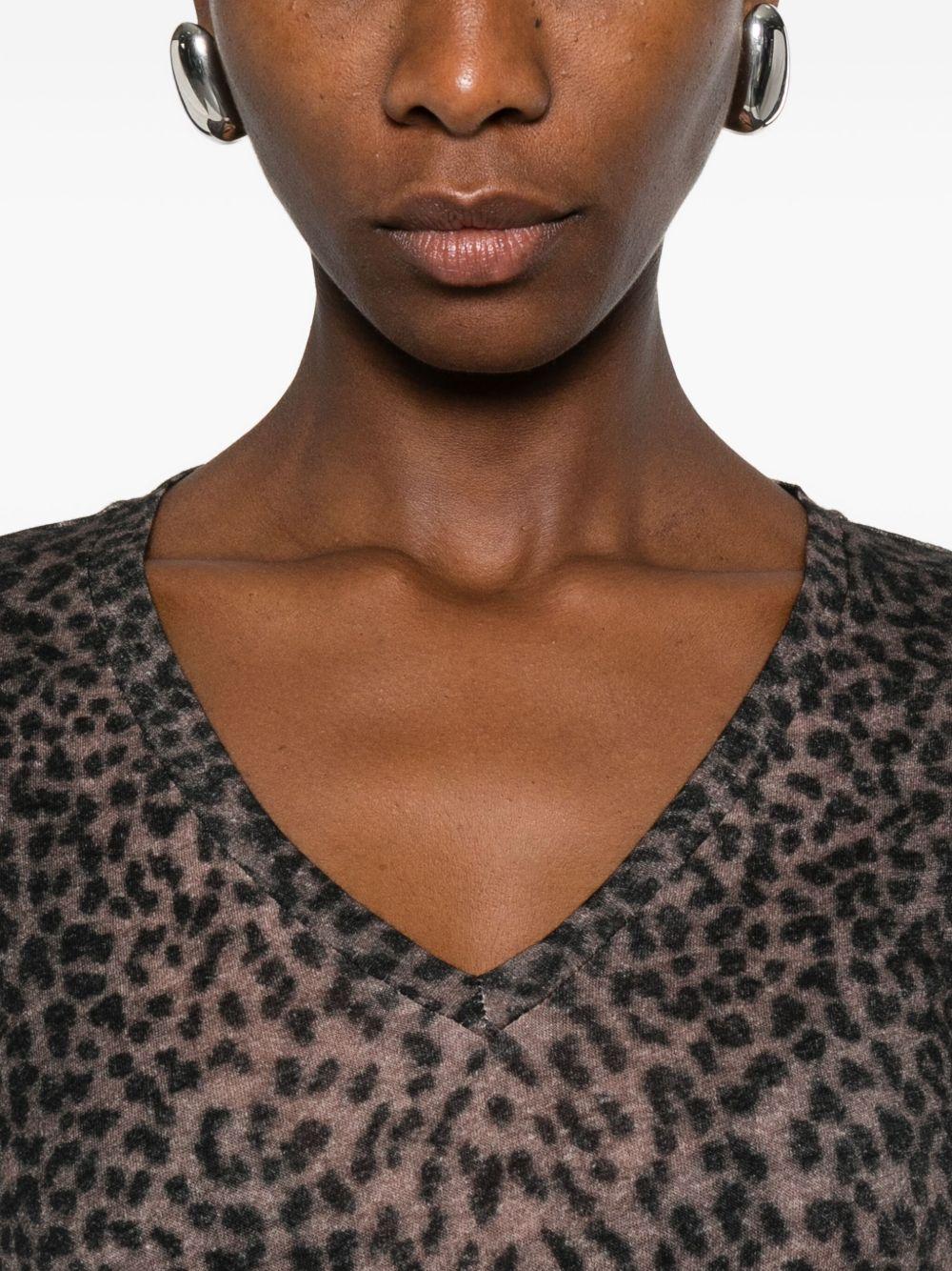 MAJESTIC FILATURES Maglia con scollo a V animalier