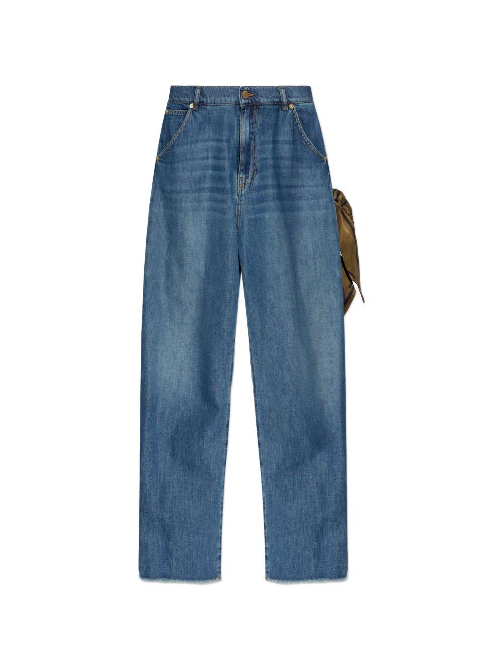 DARKPARK Jeans Lisa loose fit in cotone denim blu con fourlard