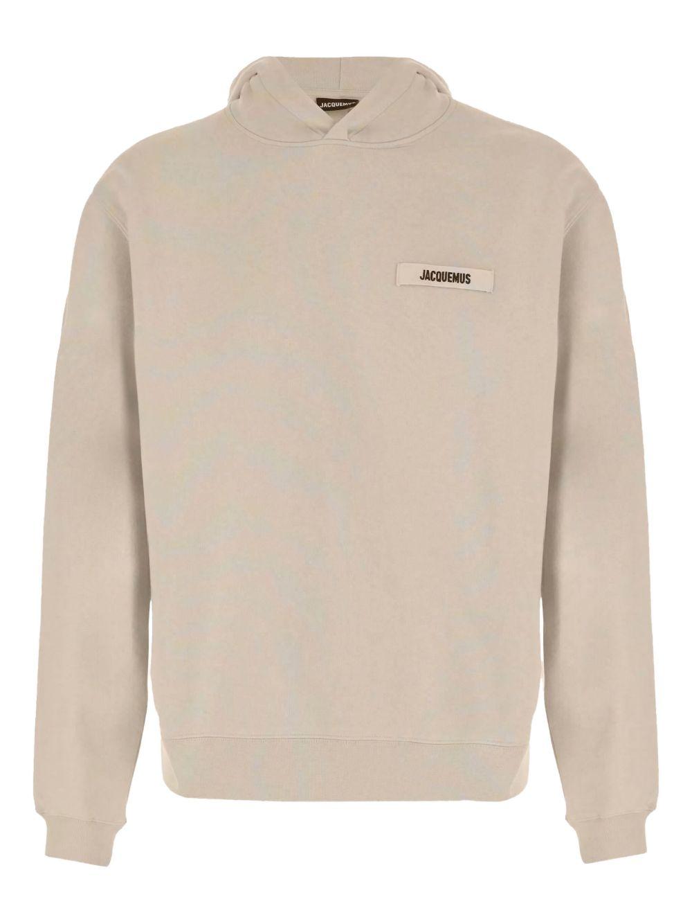 JACQUEMUS Felpa 'The Gros Grain' beige con patch logo