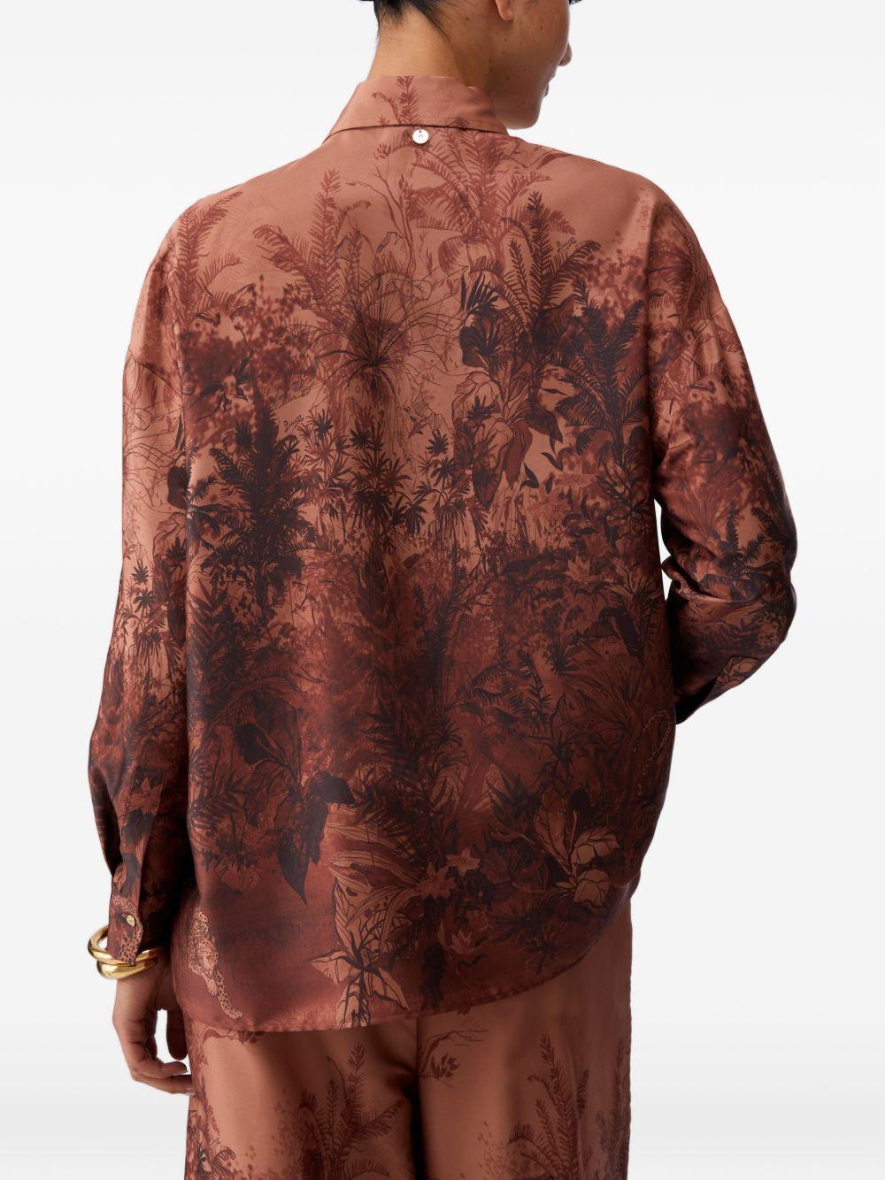 LIUJO Camicia marrone con stampa floreale