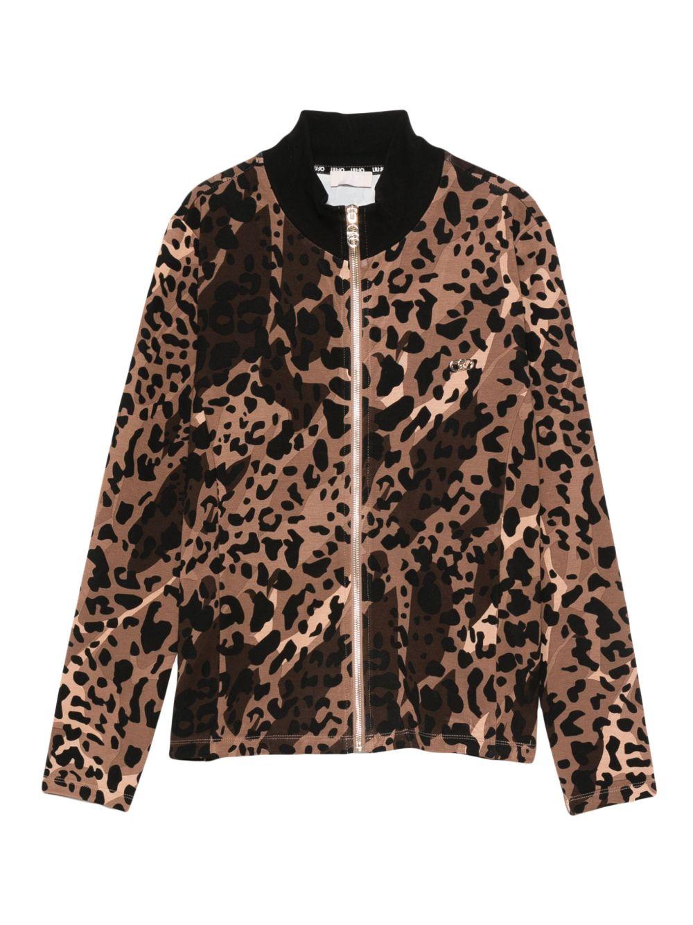 LIUJO Felpa con zip e stampa animalier