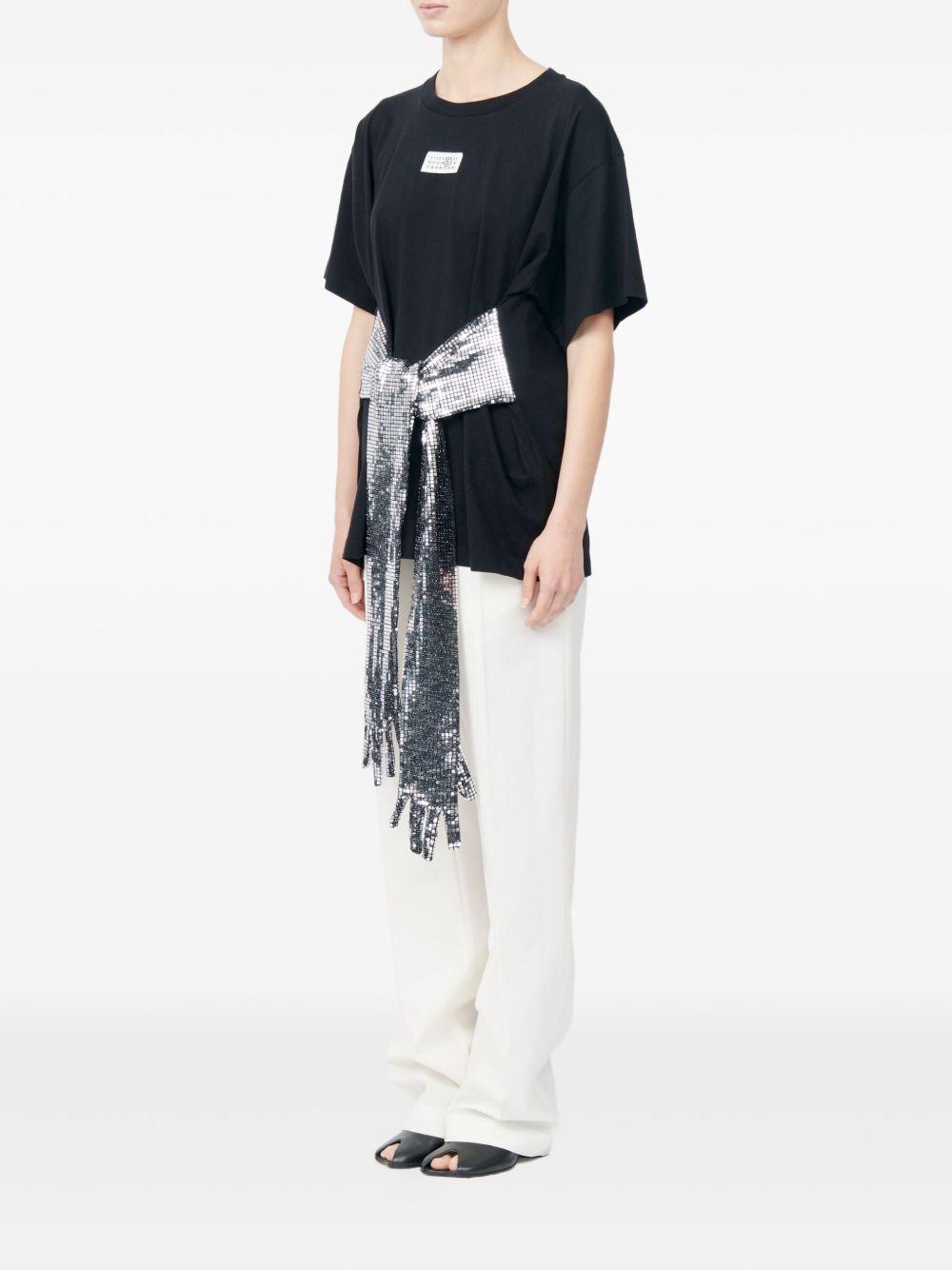 MM6 MAISON MARGIELA T-shirt nera con decorazioni in paillettes
