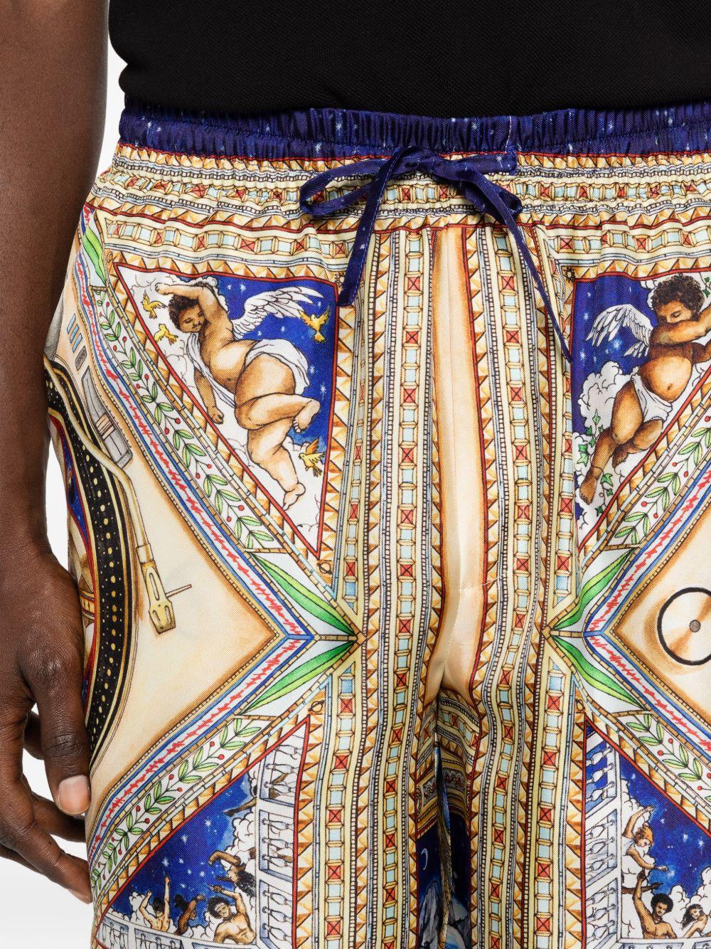 CASABLANCA Shorts in seta con stampa all-over multicolore