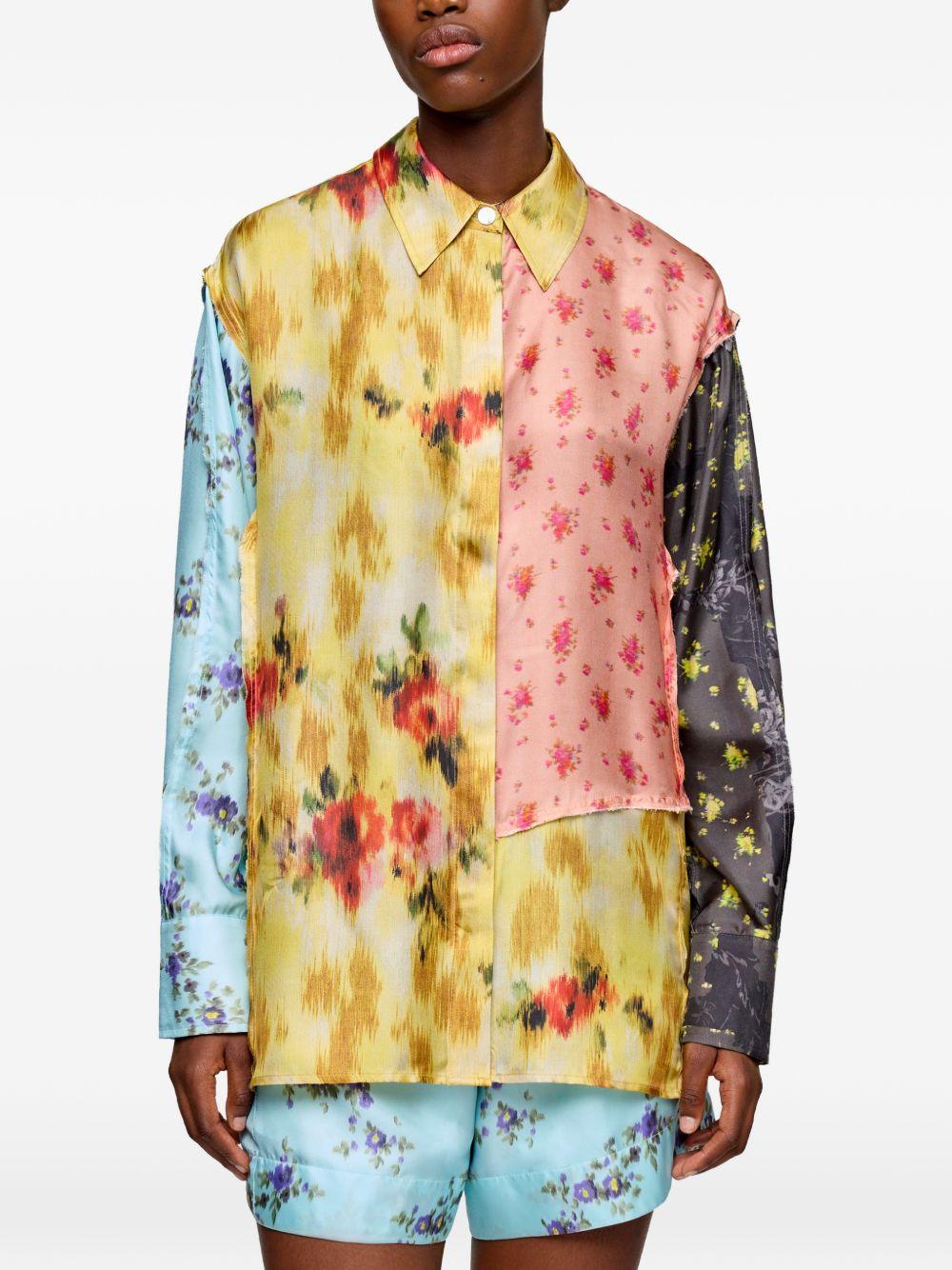 GANNI Camicia in seta multicolore con fantasia