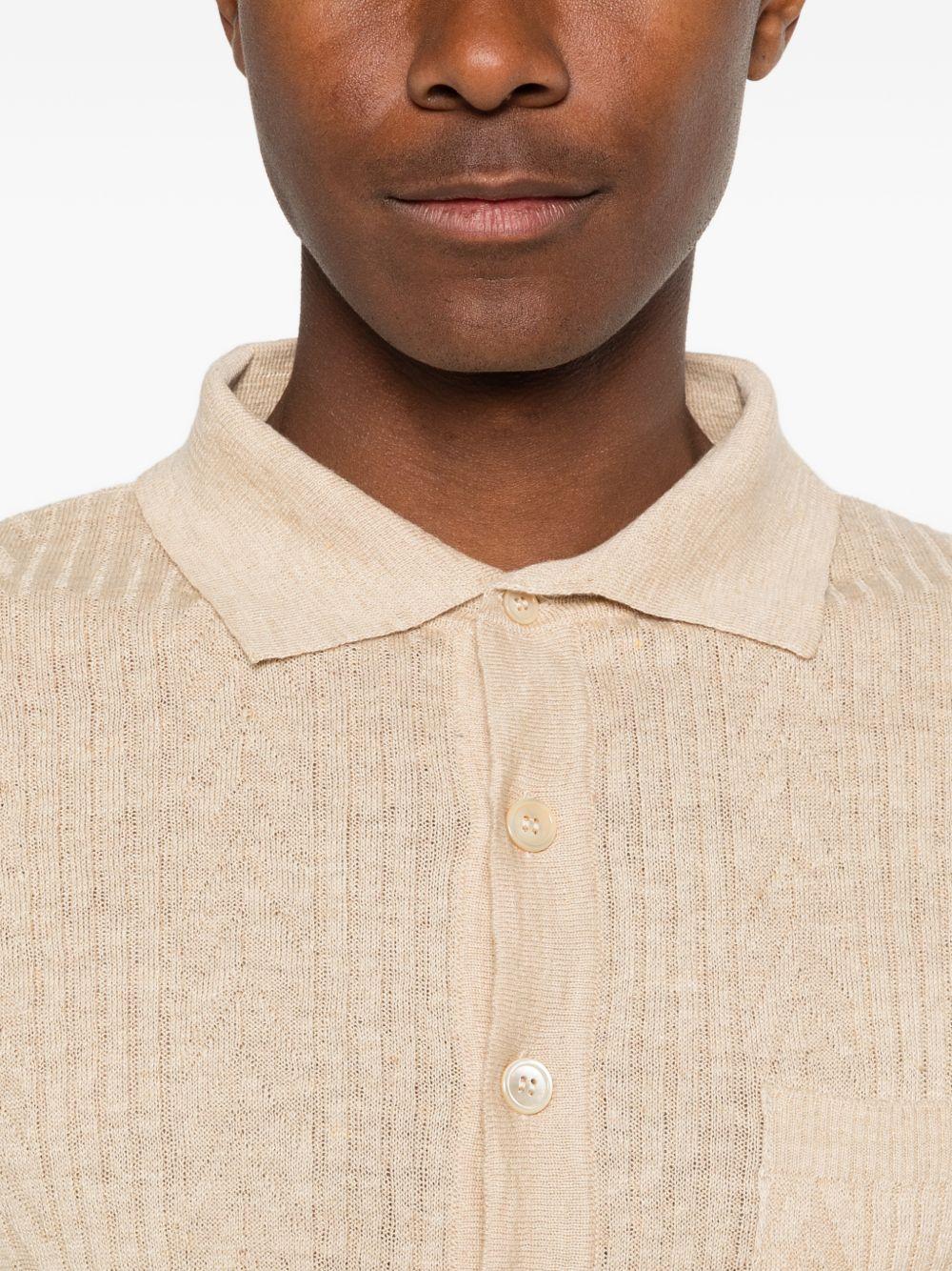 DANIELE FIESOLI Polo in cotone beige a maglia costine con colletto a punte