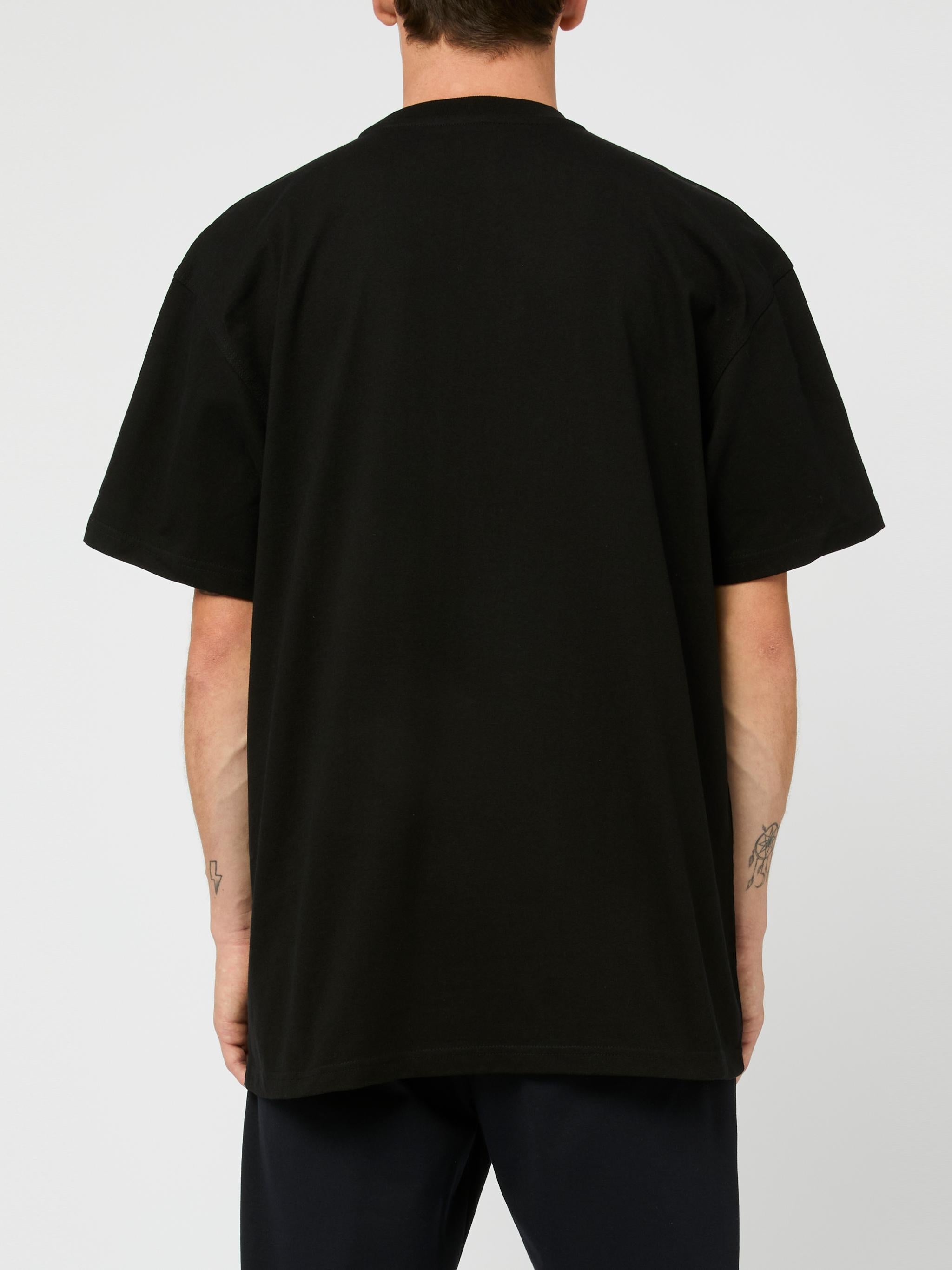 CARHARTT WIP T-shirt in cotone nero con logo oro ricamato
