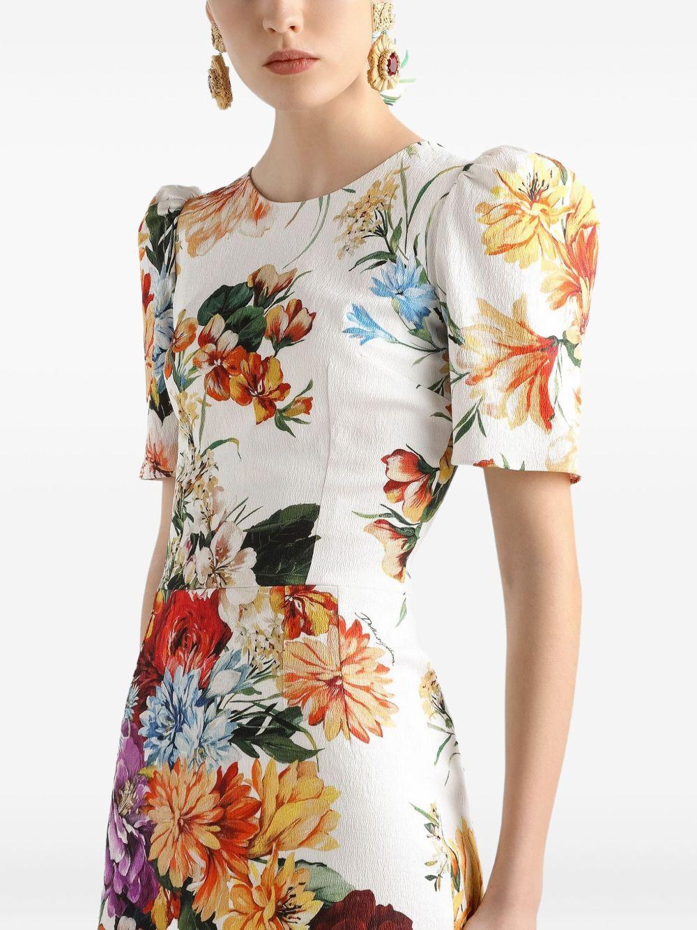 DOLCE e GABBANA Abito midi in cretonne stampa bouquet