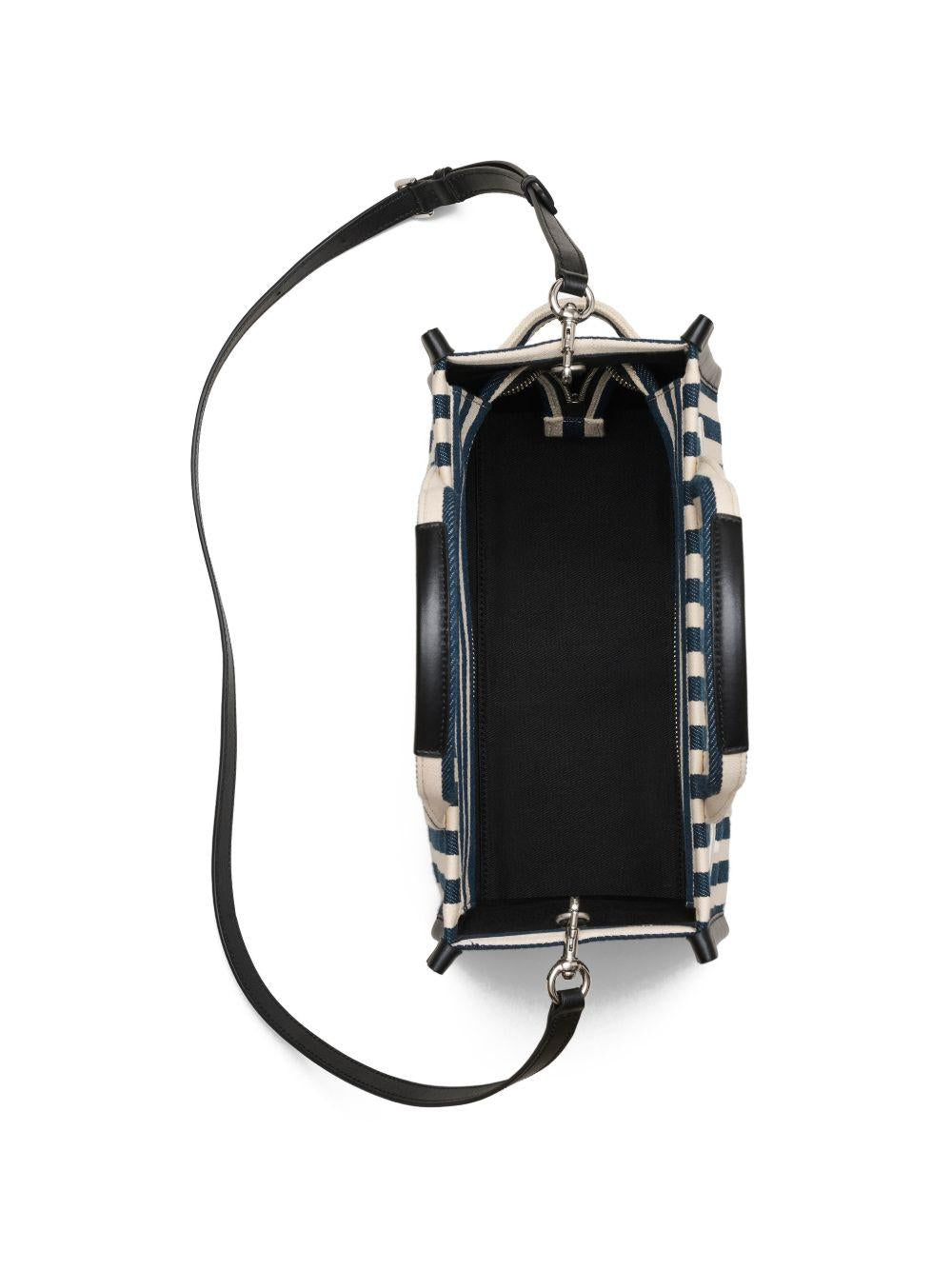 MARC JACOBS Borsa The Tote Bag in cotone a righe bianche e blu