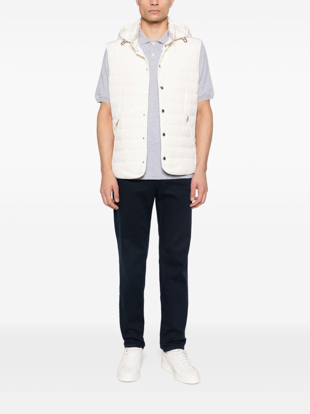 BRUNELLO CUCINELLI Polo grigio cielo con logo ricamato