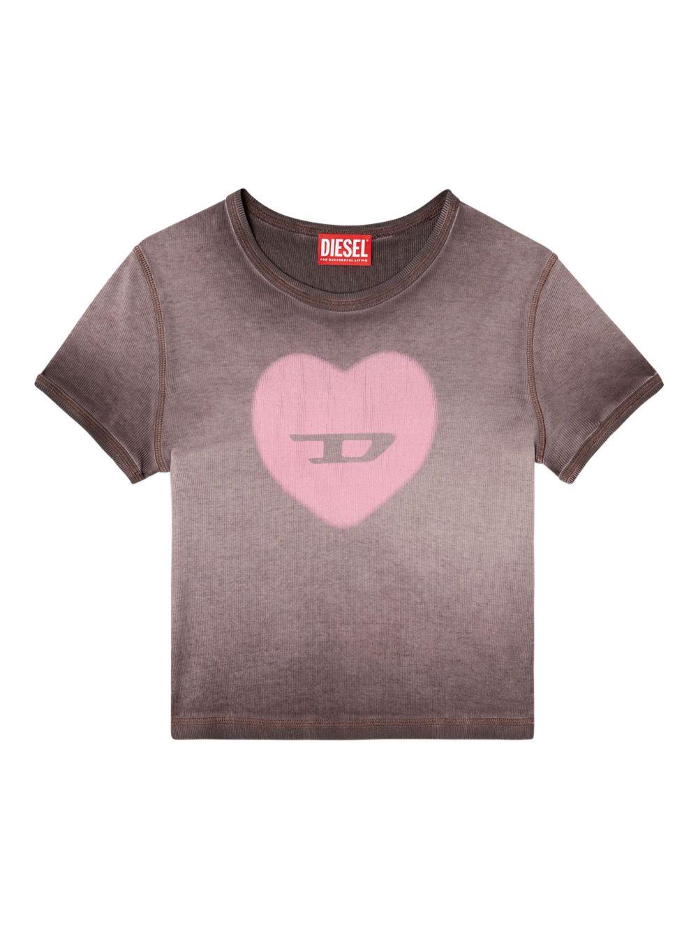 DIESEL T-shirt `T-ELE` in misto cotone marrone