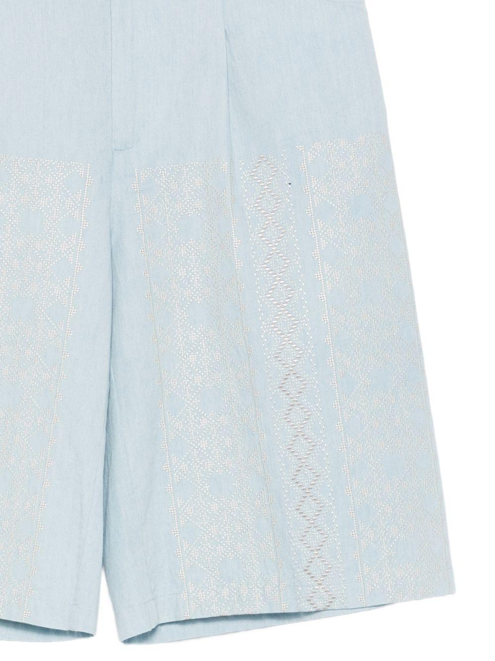 SEMICOUTURE Shorts bermuda Zelda con ricami celeste