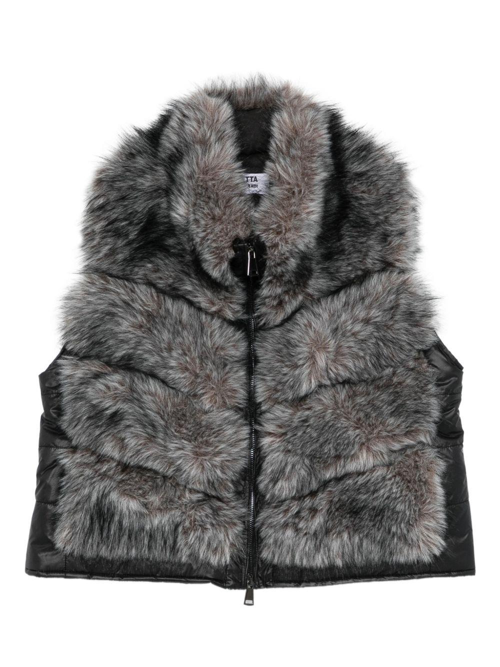 BETTA CORRADI Gilet grigio senza maniche in ecopelliccia