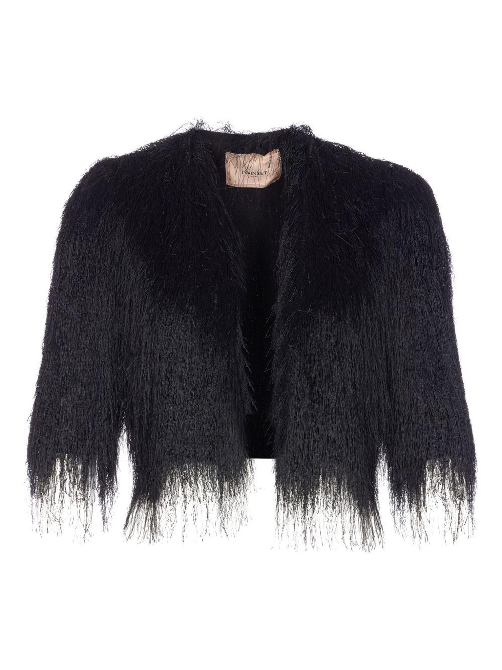TWINSET Black faux fur shawl from