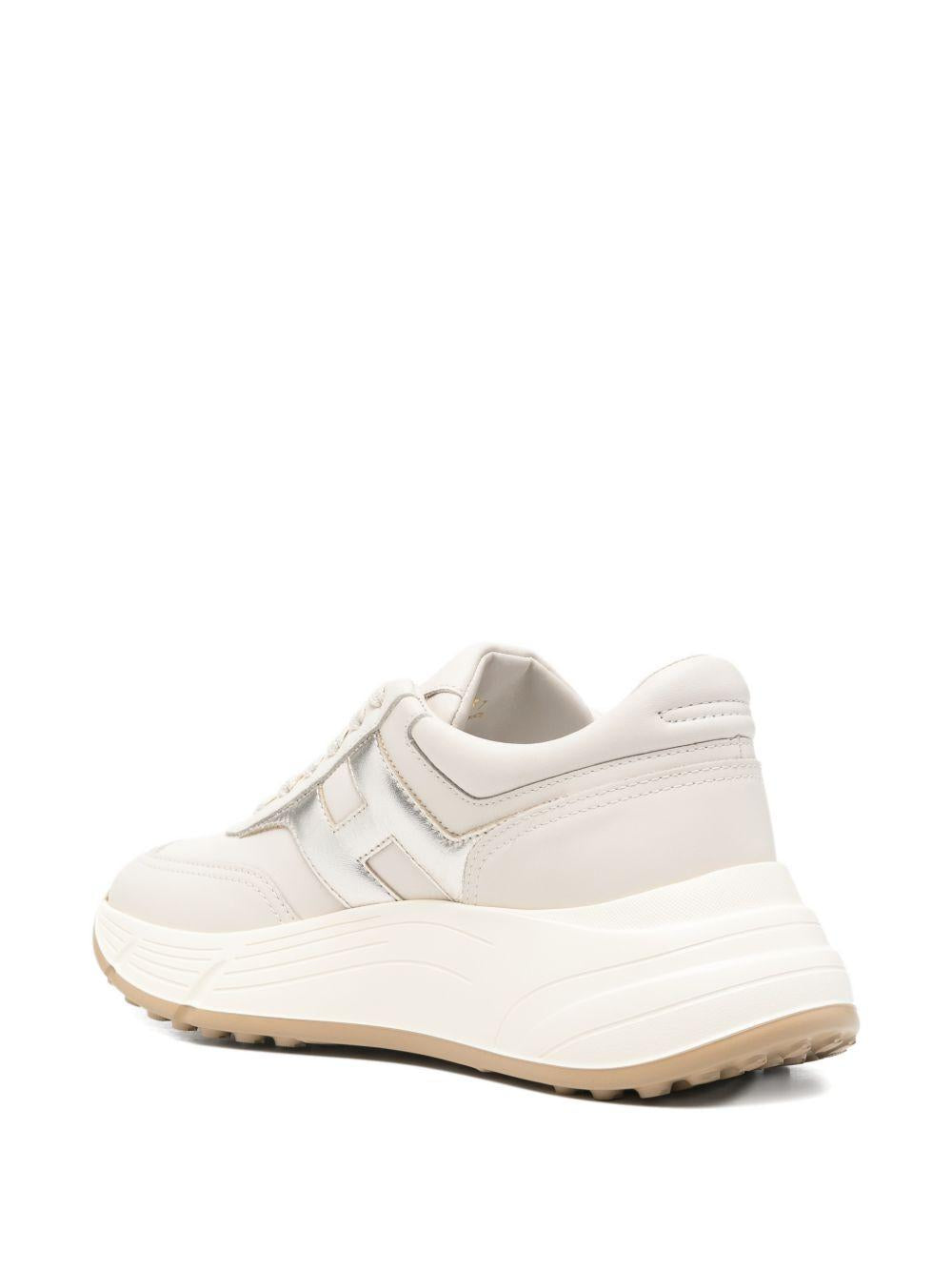 HOGAN Sneakers Hi-Fi in pelle avorio e argento