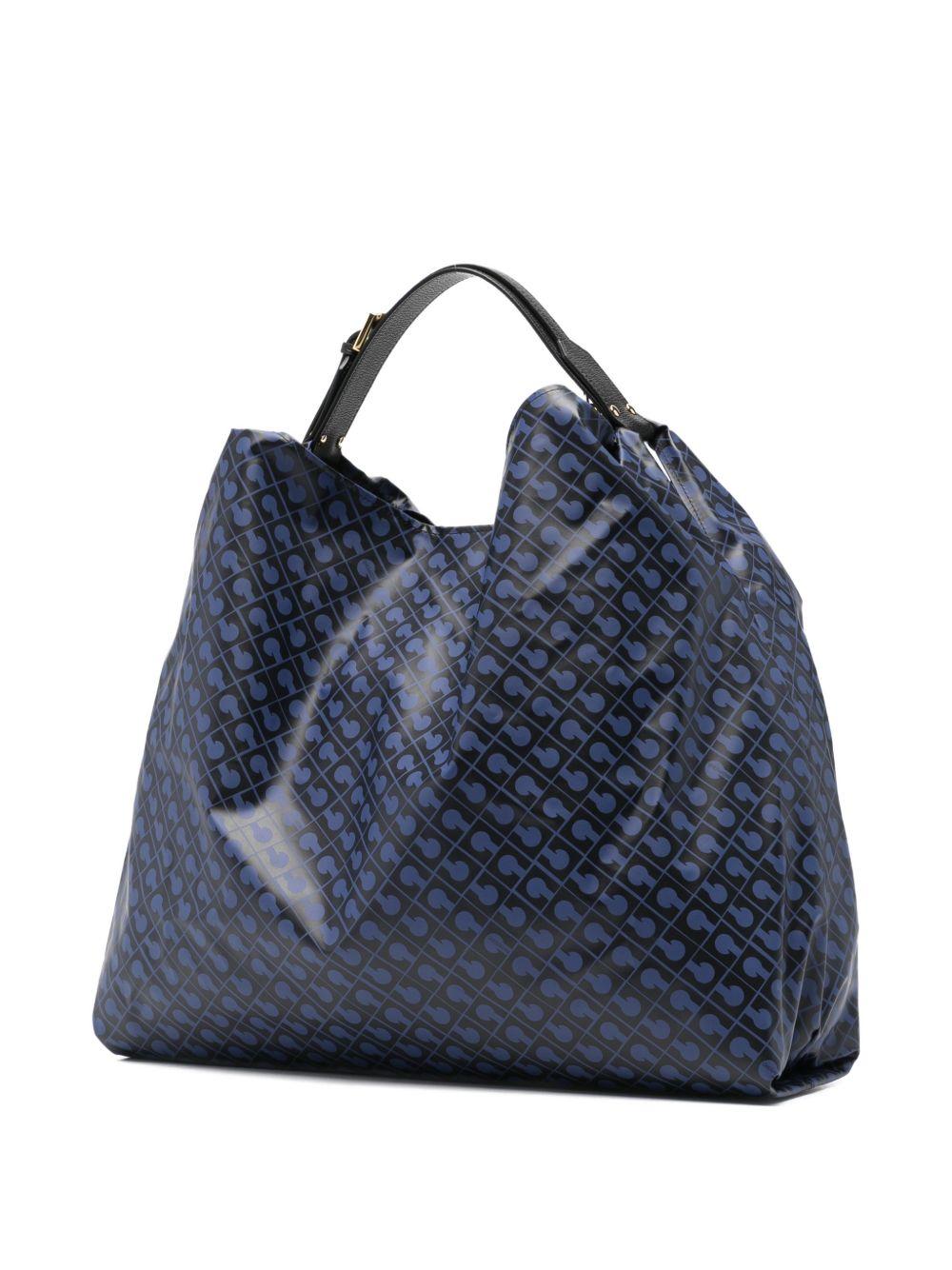 GHERARDINI Borsa a spalla Softy Odissey blu scuro con logo all-over