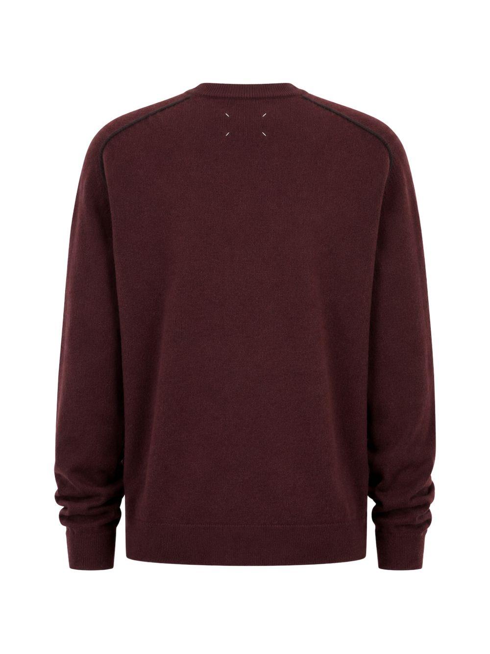 MAISON MARGIELA Maglione girocollo in lana vergine bordeaux con Four Stitches