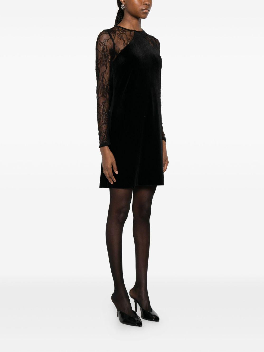 LIUJO Abito corto nero con inserti in pizzo