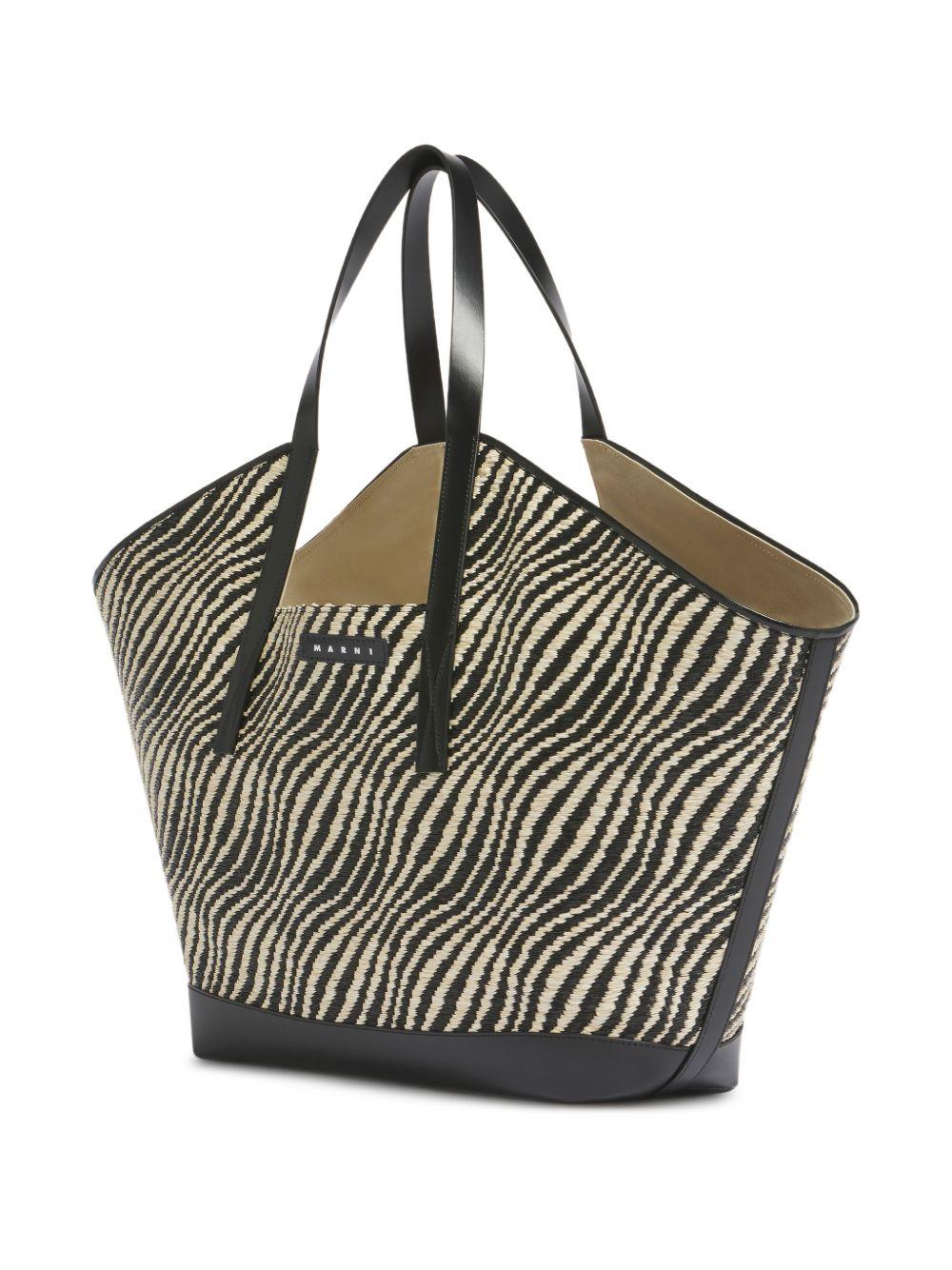MARNI Borsa shopping motivo zebrato con logo