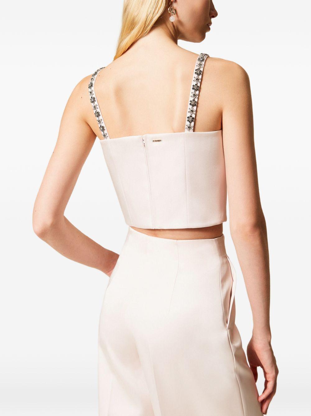 TWINSET Top color panna impreziosito da swarovski<BR/>