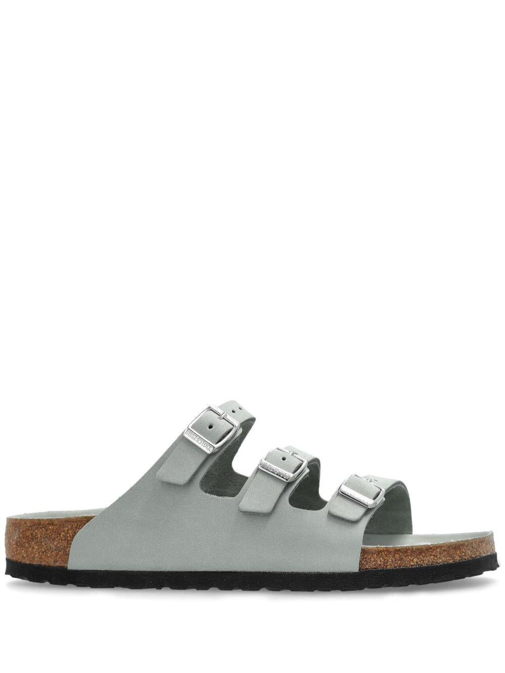 BIRKENSTOCK Ciabatta 'Florida' in pelle color cuoio verde salvia