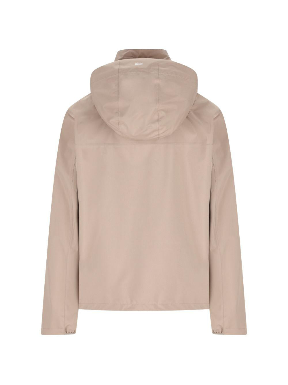 HERNO Giacca con cappuccio e zip beige