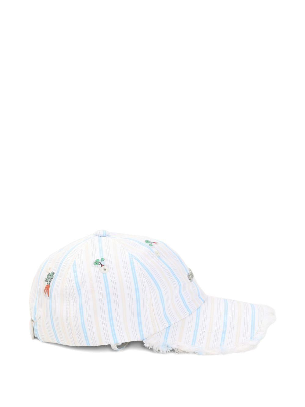 JACQUEMUS Cappello Artichaut in cotone a righe con dettagli ricamati