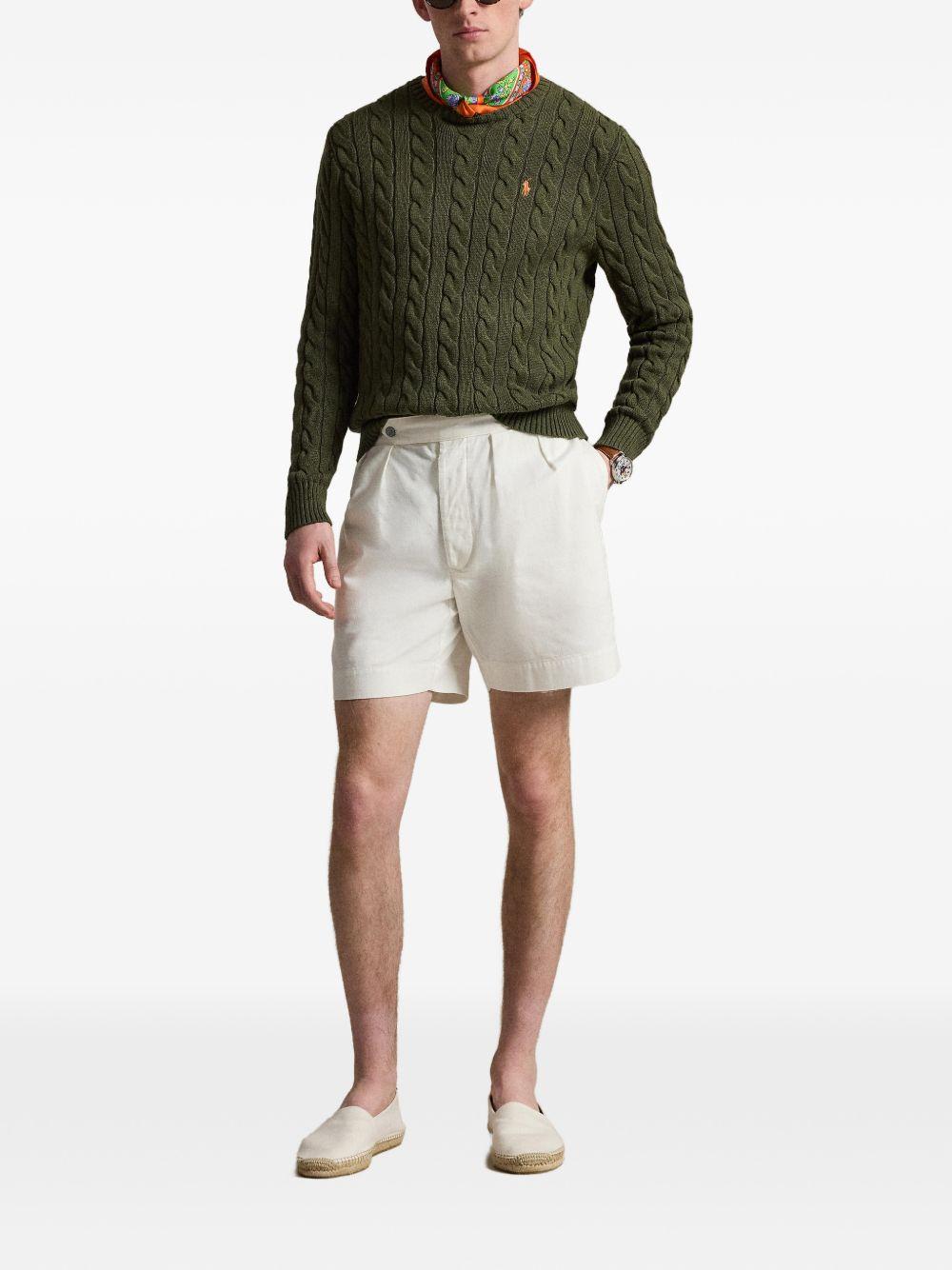 POLO RALPH LAUREN Maglia verde con trama intrecciata e logo
