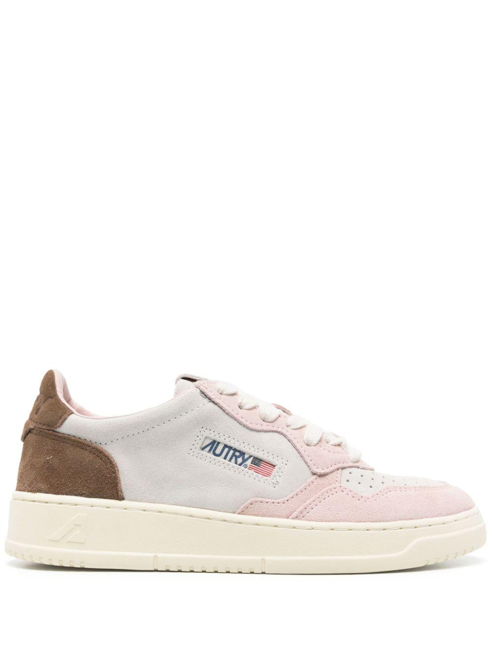 AUTRY Sneakers Medalist rosa e marrone con camoscio