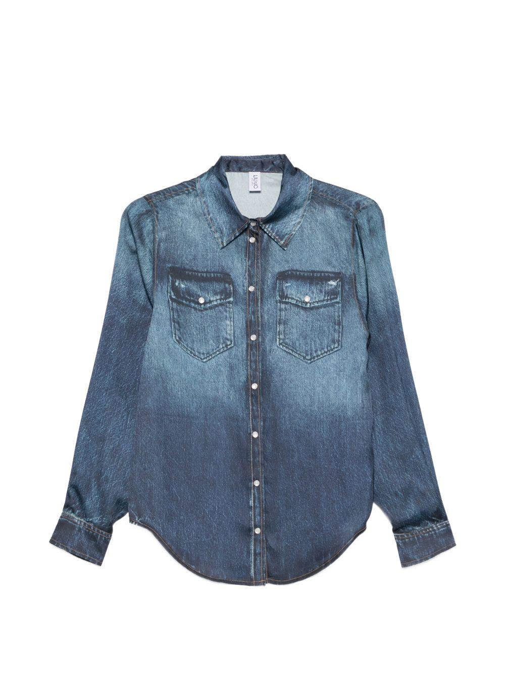 LIUJO Camicia a maniche lunghe in denim