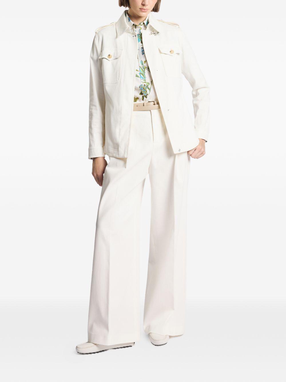 FAY Giacca camicia con alamari in cotone bianco