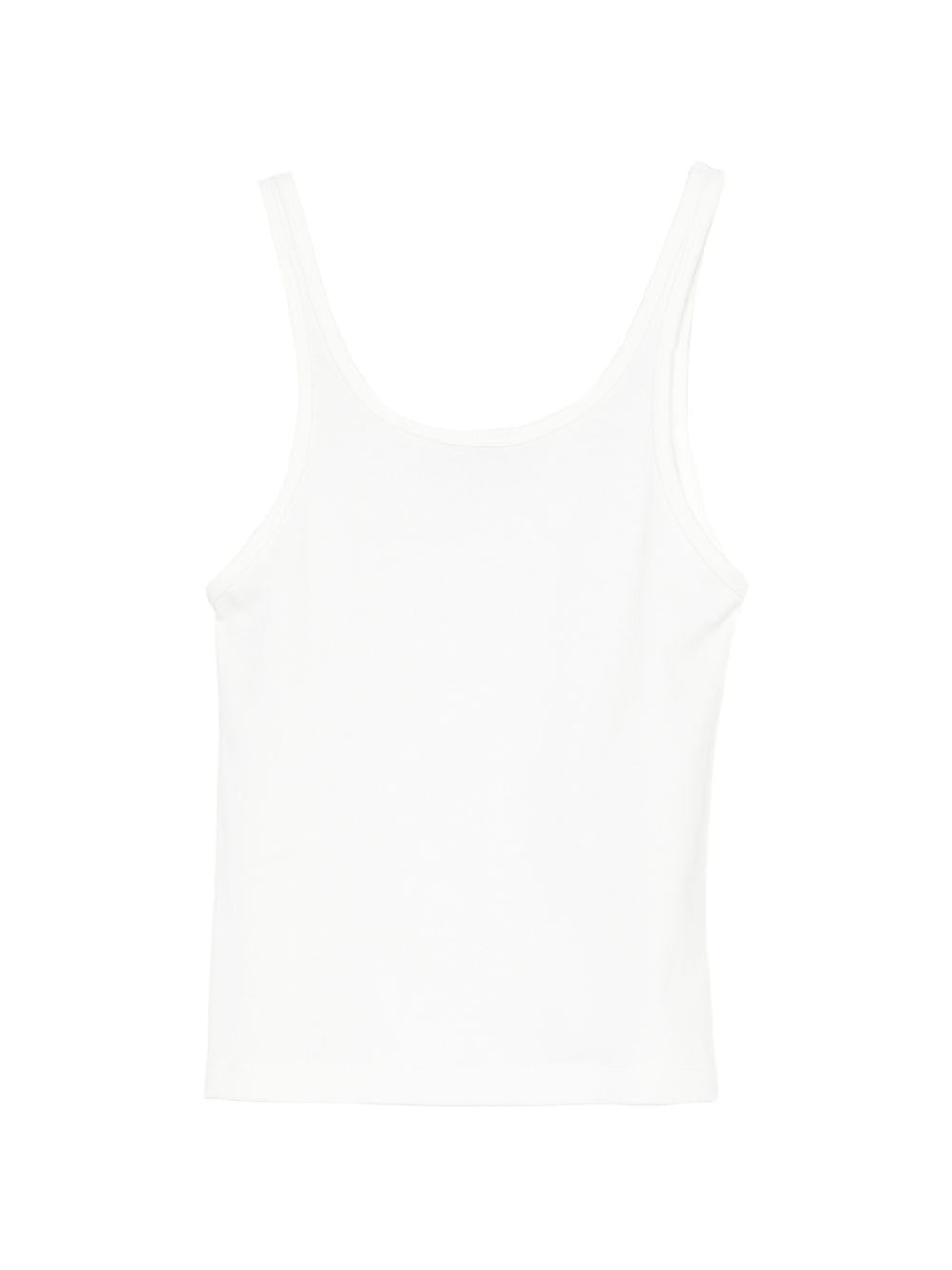 ELEH Top in maglia a costine con scollo quadrato in tessuto bianco