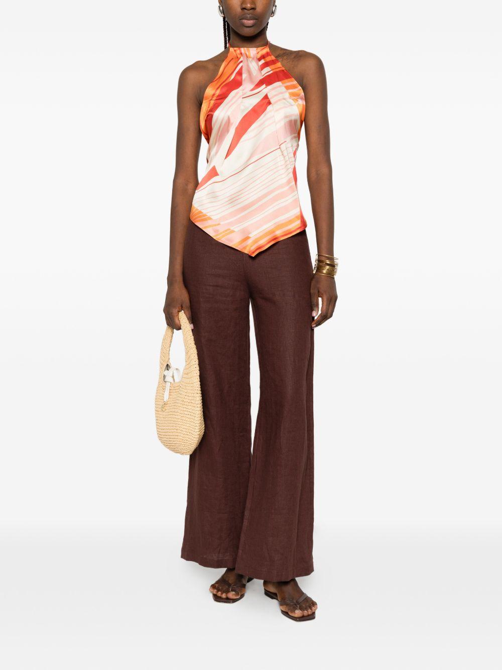 RAQUEL DINIZ Top effetto foulard di seta arancione