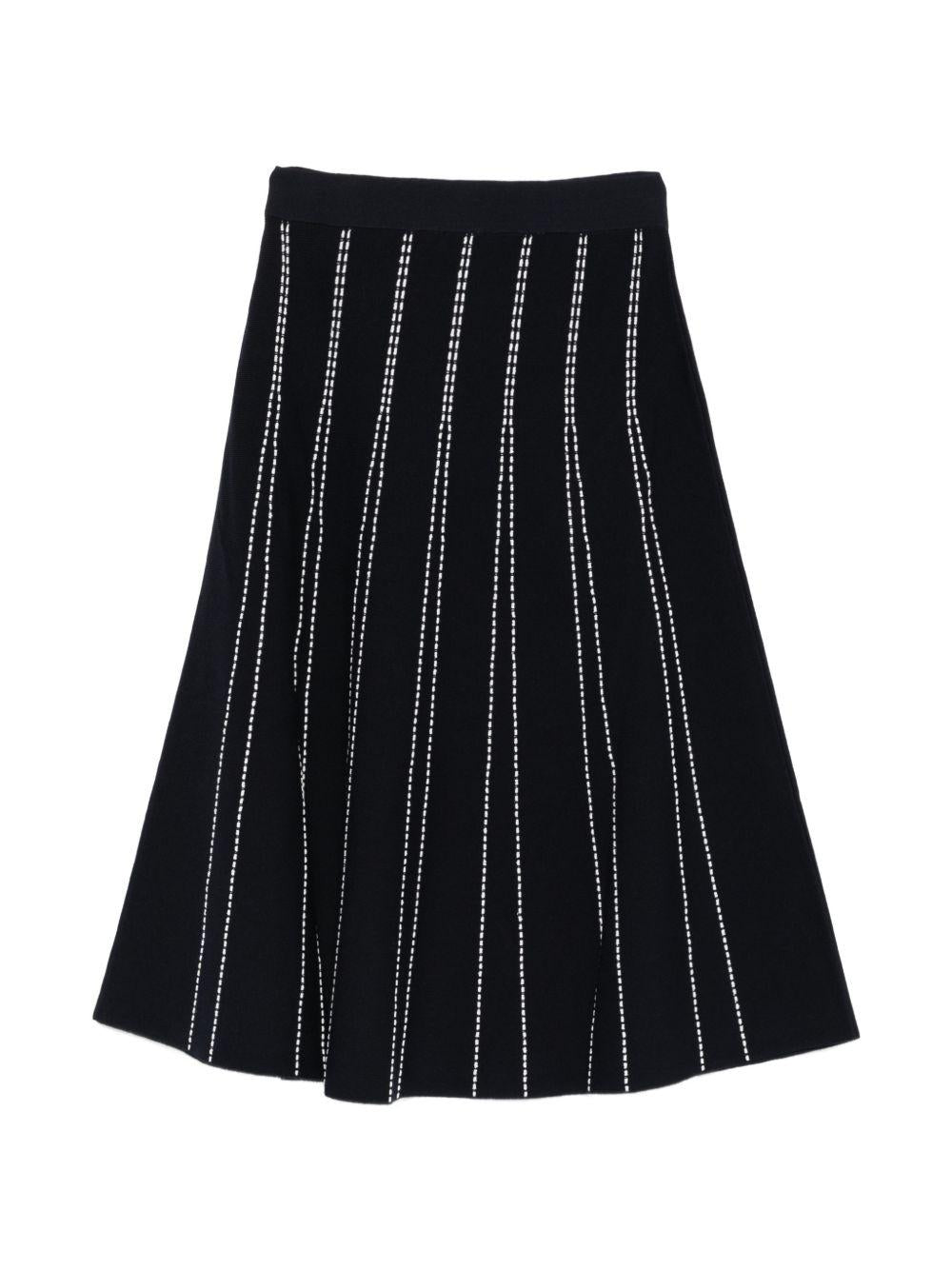 LIUJO Gonna svasata blu con cuciture bianche